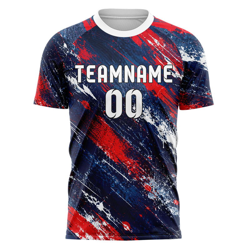 Marineblau klassisches Graffiti diagonal Paint Flow Design 03-0371 individuelles Fußballtrikot front