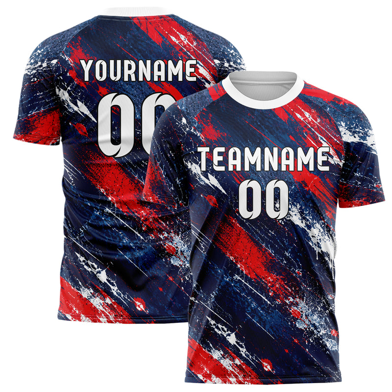 Marineblau klassisches Graffiti diagonal Paint Flow Design 03-0371 individuelles Fußballtrikot main