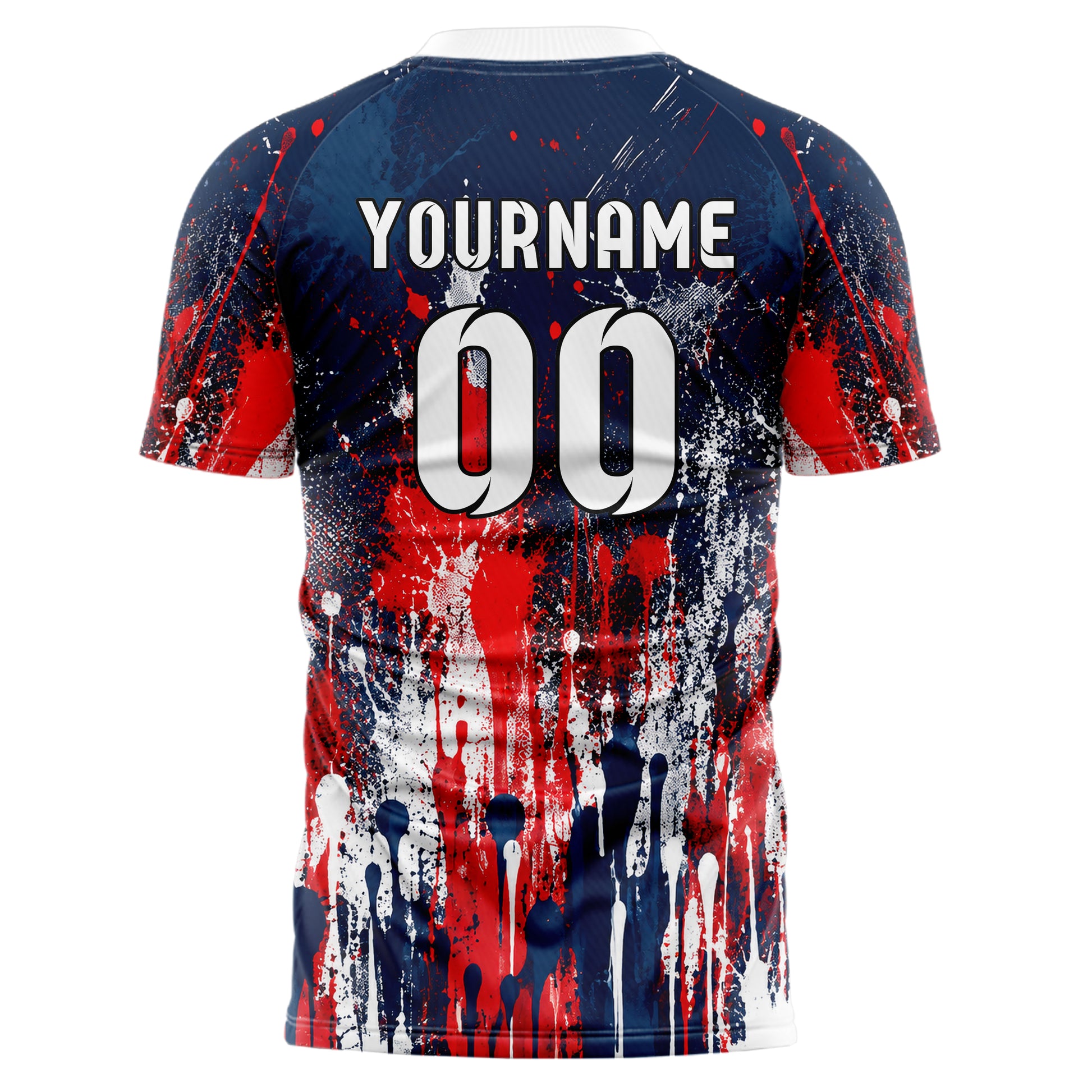 Marineblau klassisches Graffiti Drip Paint Design 03-0260 individuelles Fußballtrikot back