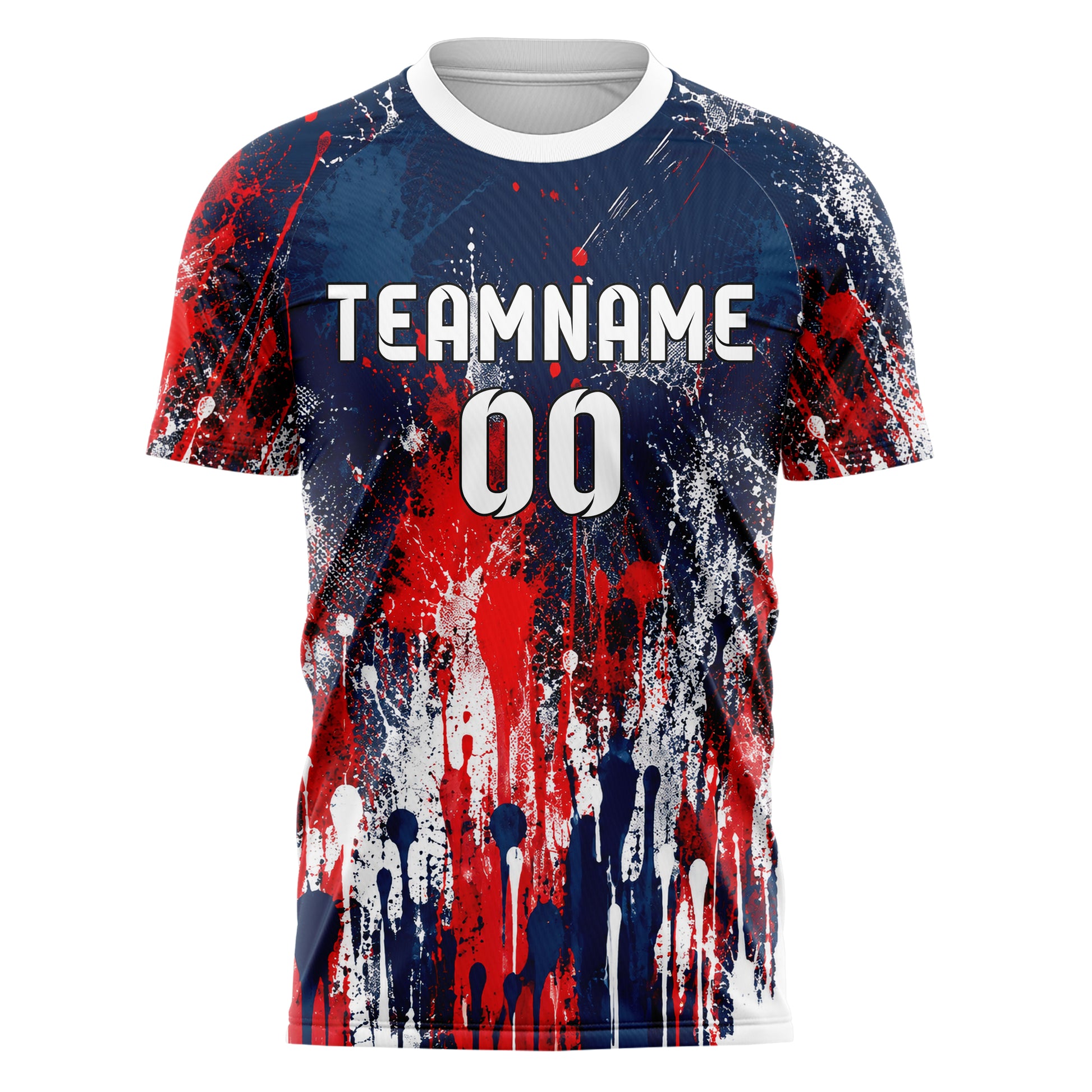 Marineblau klassisches Graffiti Drip Paint Design 03-0260 individuelles Fußballtrikot front