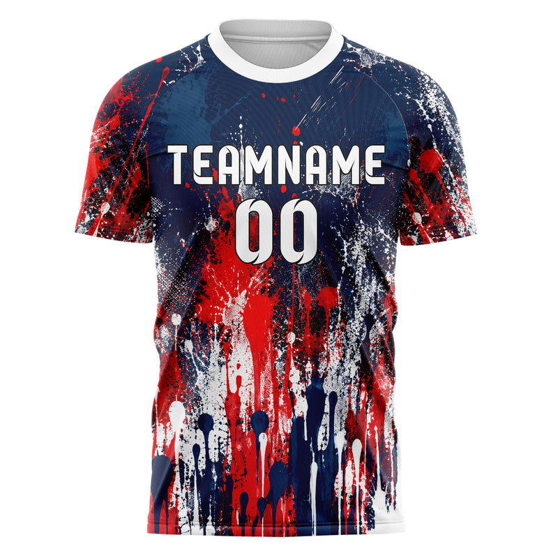Marineblau klassisches Graffiti Drip Paint Design 03-0260 individuelles Fußballtrikot front