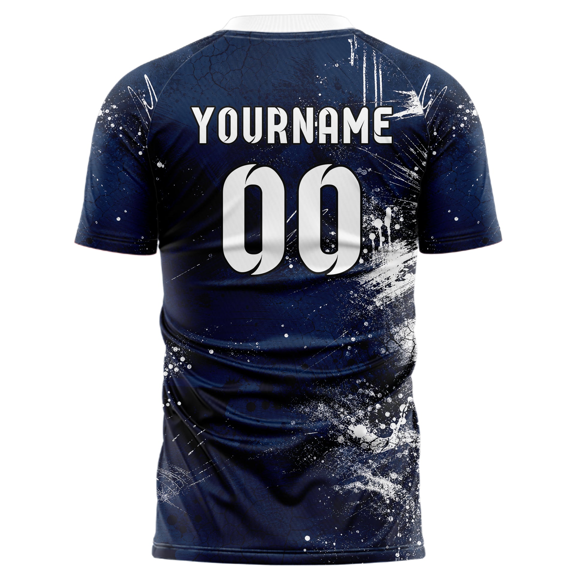 Marineblau klassisches Graffiti Grunge Smear Design 03-0001 individuelles Fußballtrikot back