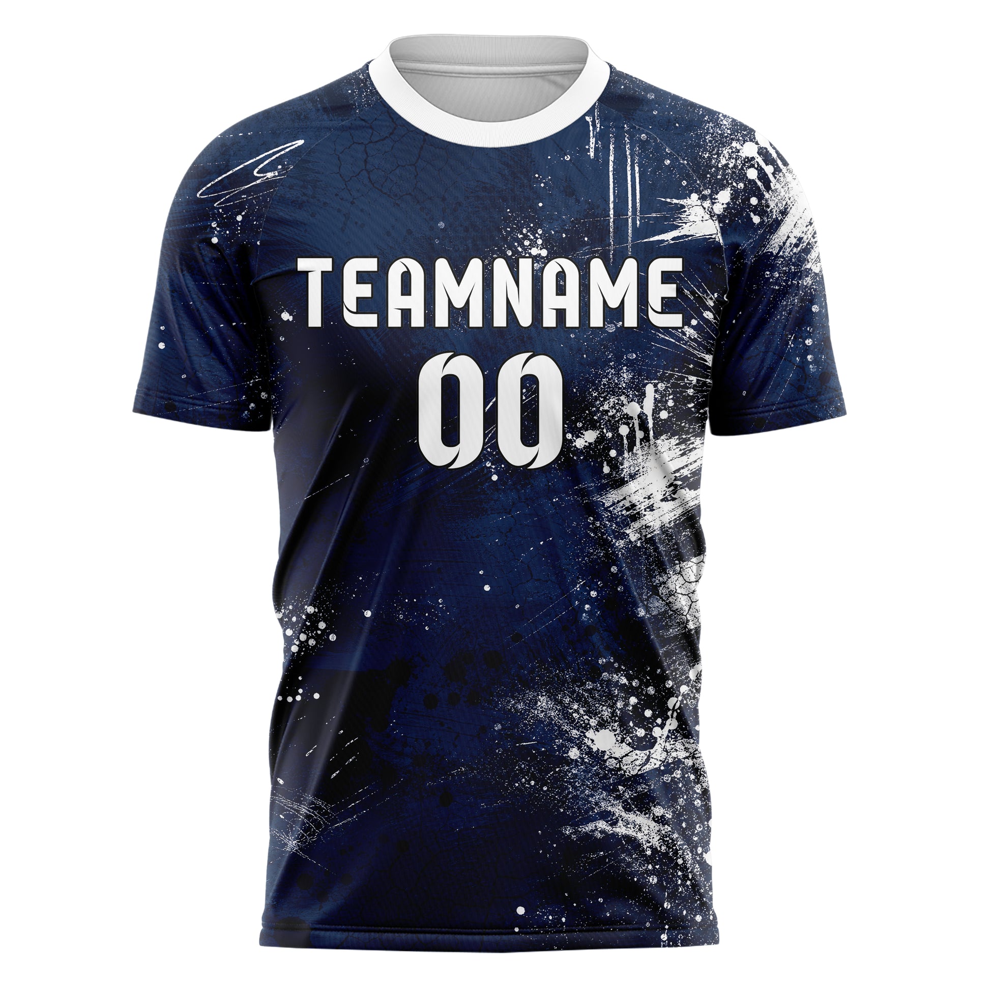 Marineblau klassisches Graffiti Grunge Smear Design 03-0001 individuelles Fußballtrikot front