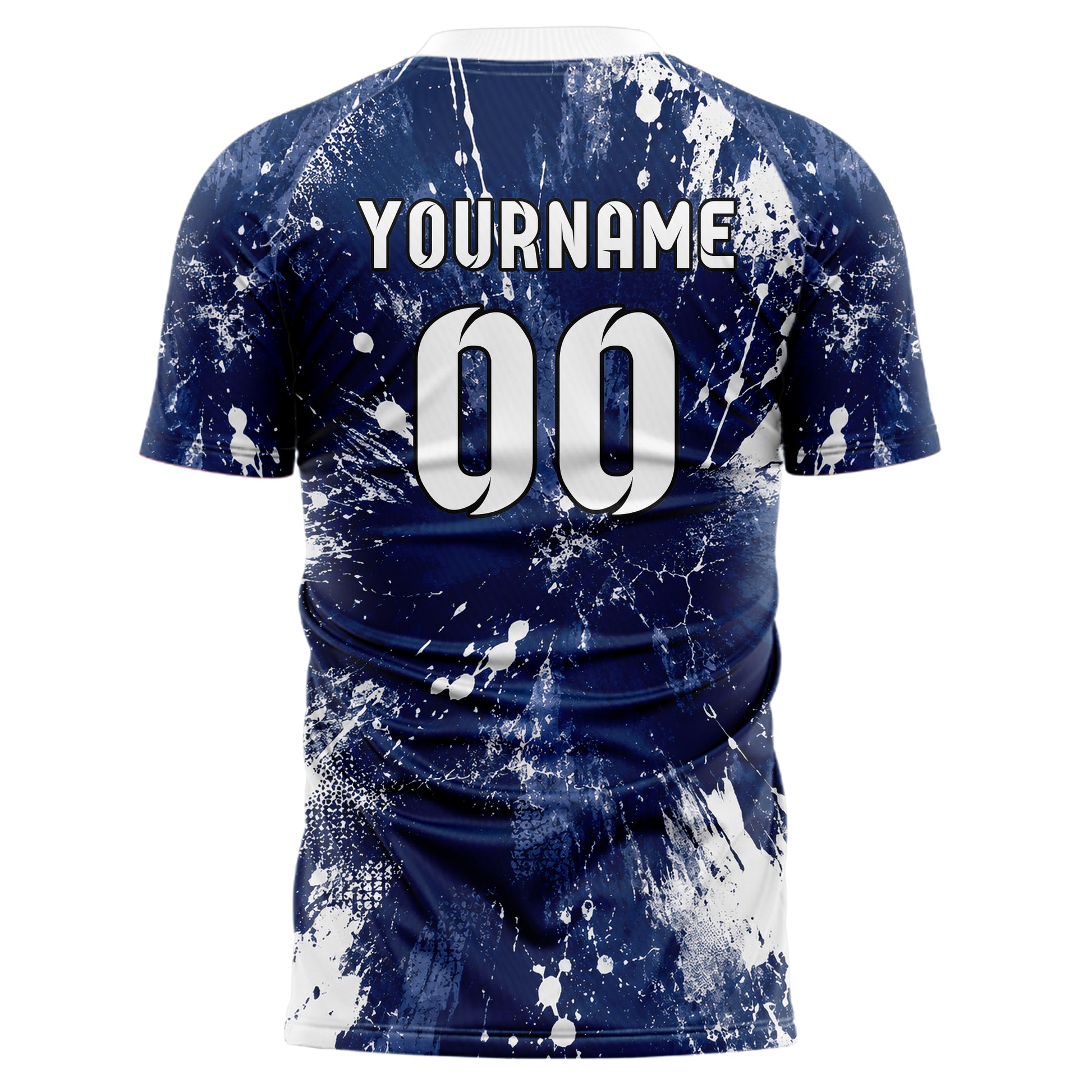 Marineblau klassisches Graffiti Grunge Smear Design 03-0025 individuelles Fußballtrikot back