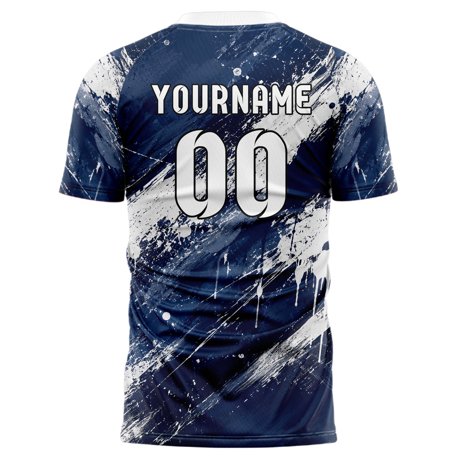 Marineblau klassisches Graffiti Grunge Smear Design 03-0313 individuelles Fußballtrikot back