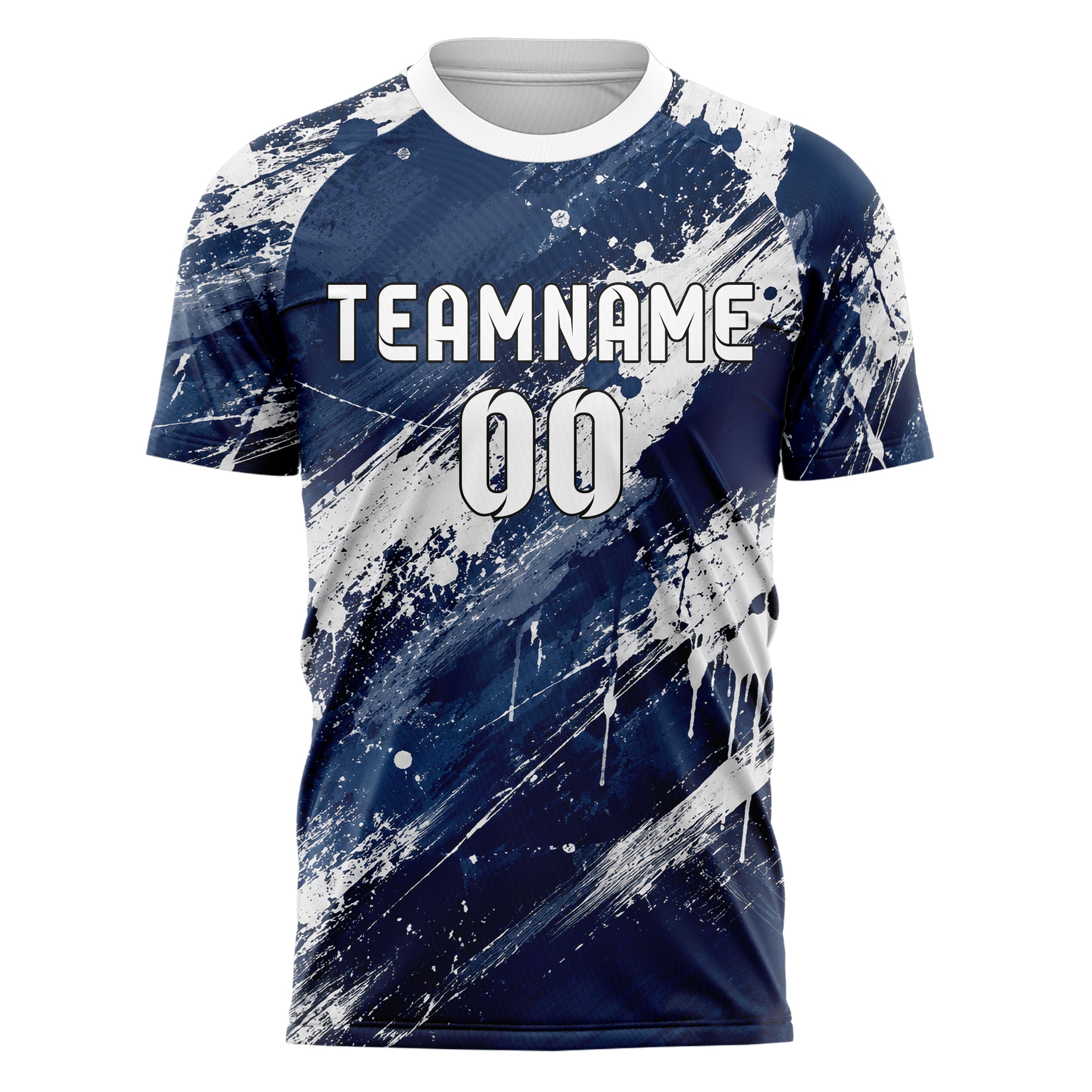Marineblau klassisches Graffiti Grunge Smear Design 03-0313 individuelles Fußballtrikot front