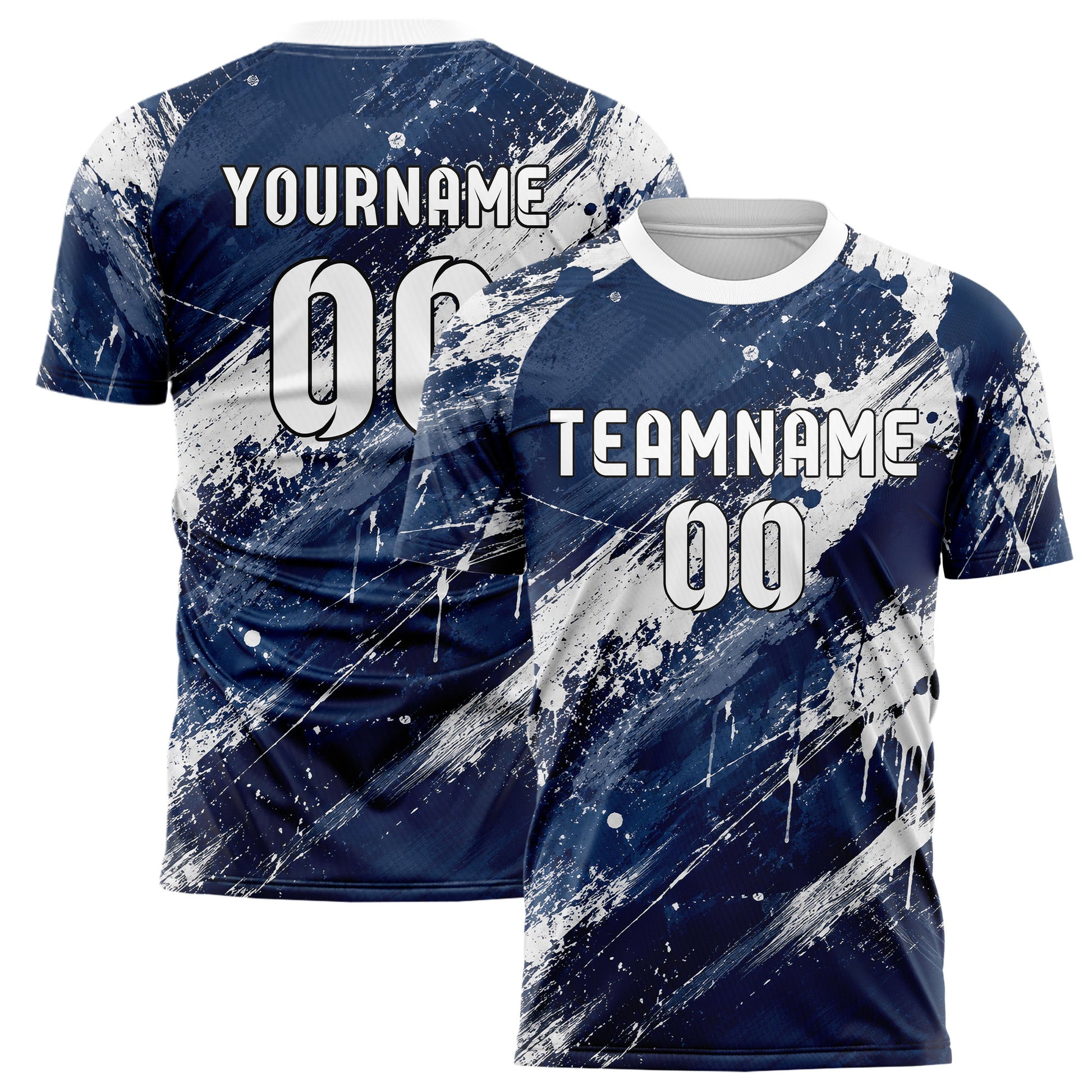 Marineblau klassisches Graffiti Grunge Smear Design 03-0313 individuelles Fußballtrikot main