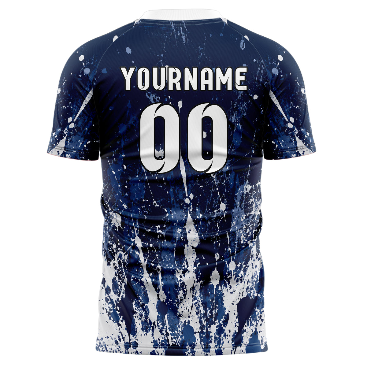 Marineblau klassisches Graffiti Ink Splash Design 03-0157 individuelles Fußballtrikot back