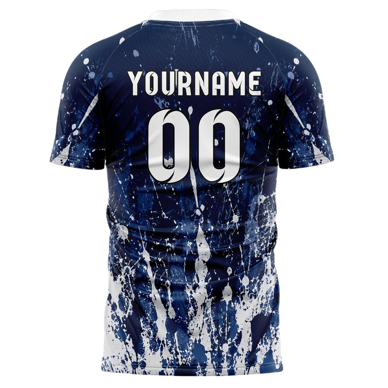 Marineblau klassisches Graffiti Ink Splash Design 03-0157 individuelles Fußballtrikot back