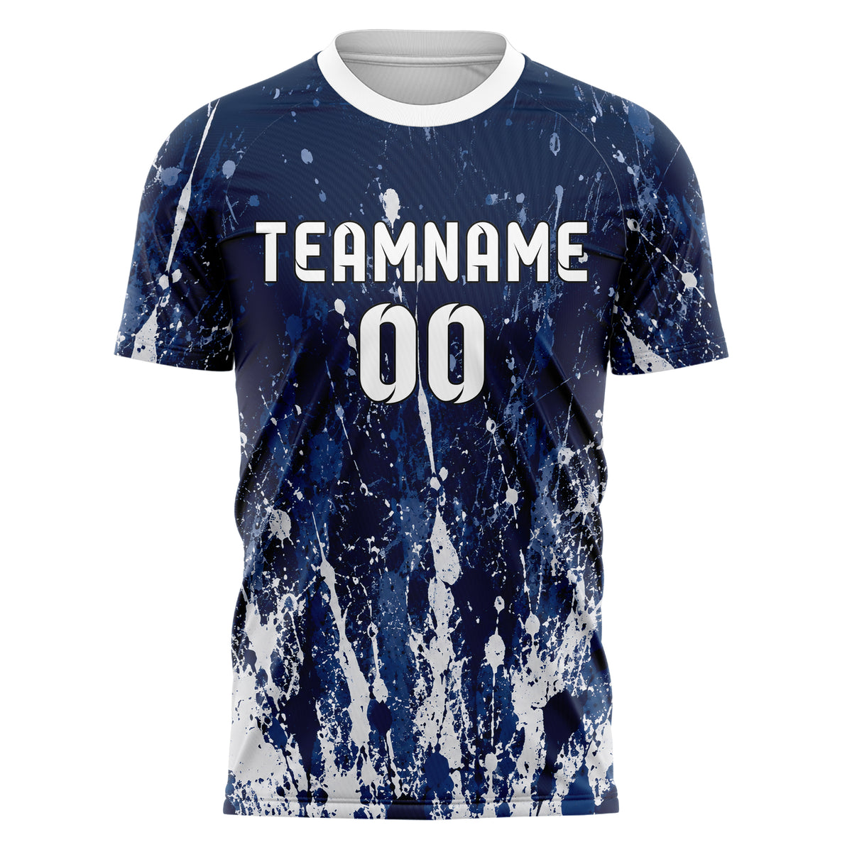 Marineblau klassisches Graffiti Ink Splash Design 03-0157 individuelles Fußballtrikot front