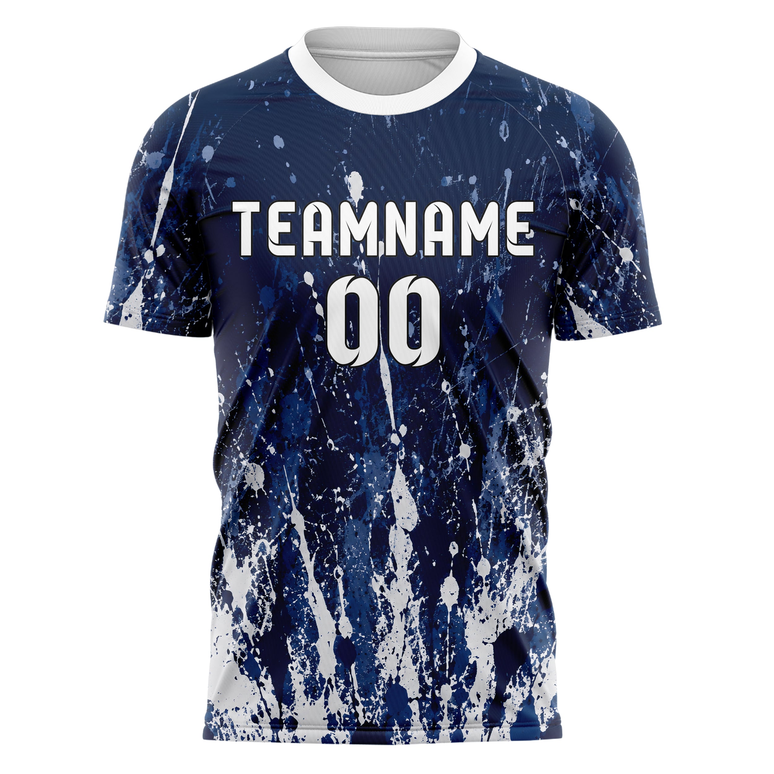 Marineblau klassisches Graffiti Ink Splash Design 03-0157 individuelles Fußballtrikot front