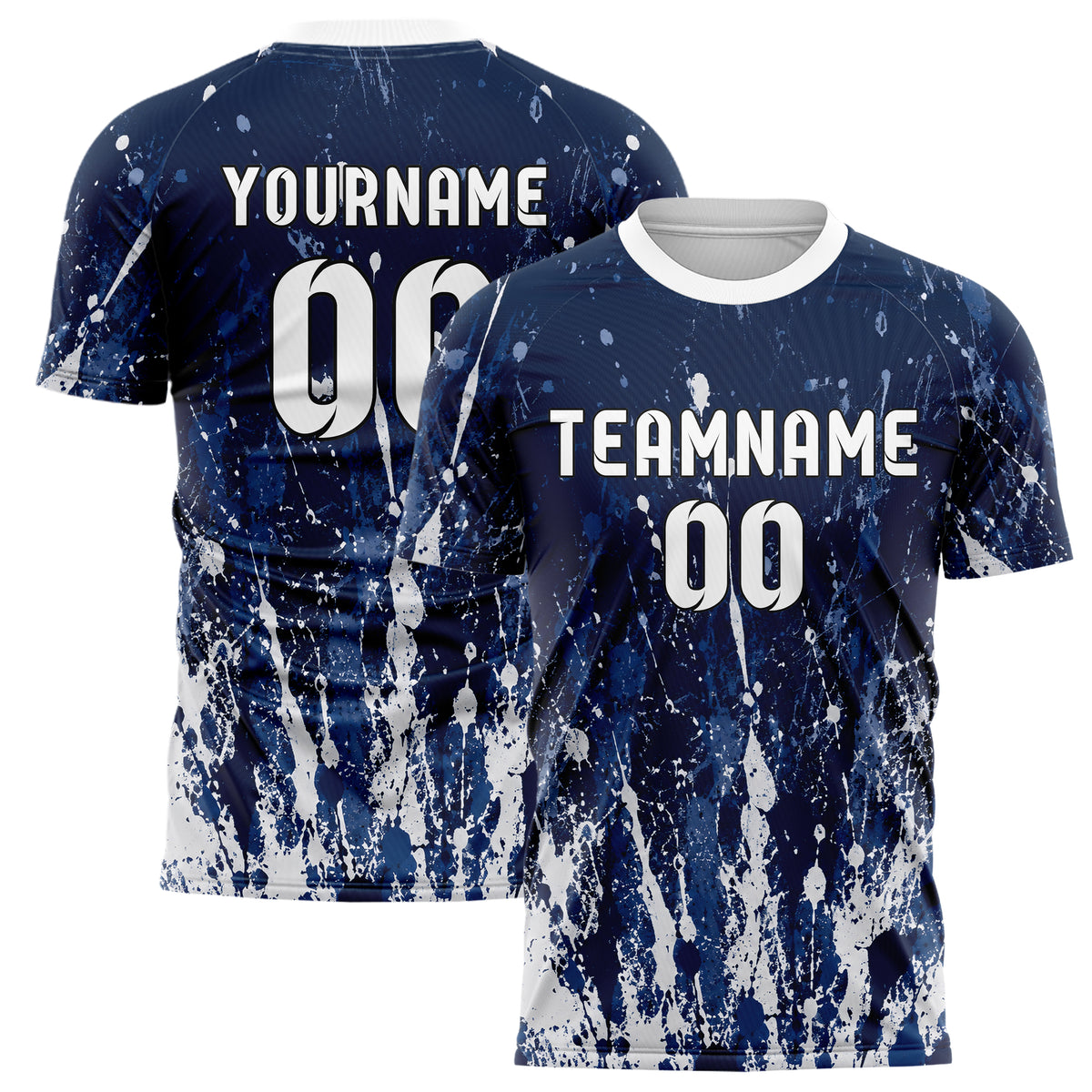 Marineblau klassisches Graffiti Ink Splash Design 03-0157 individuelles Fußballtrikot main