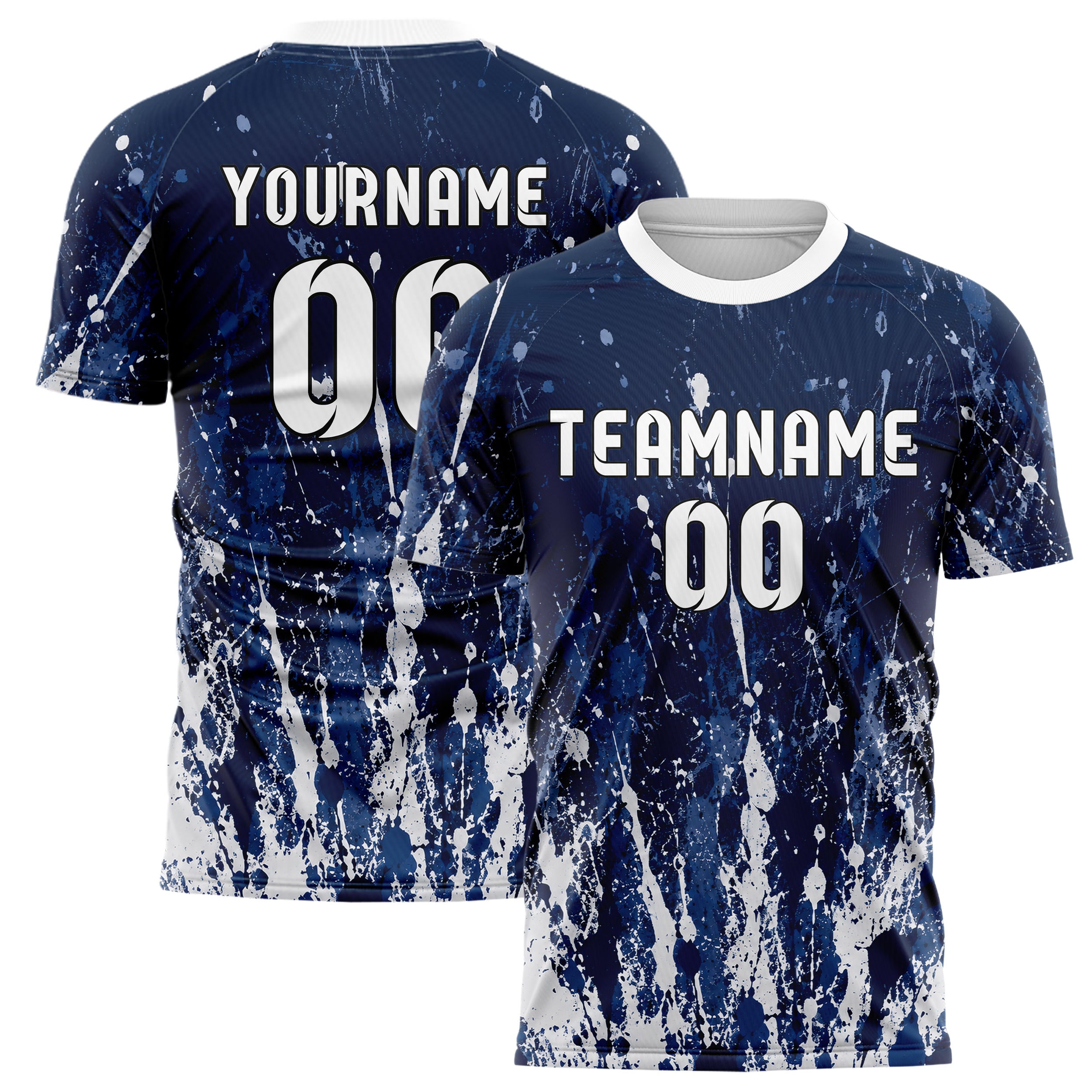 Marineblau klassisches Graffiti Ink Splash Design 03-0157 individuelles Fußballtrikot main