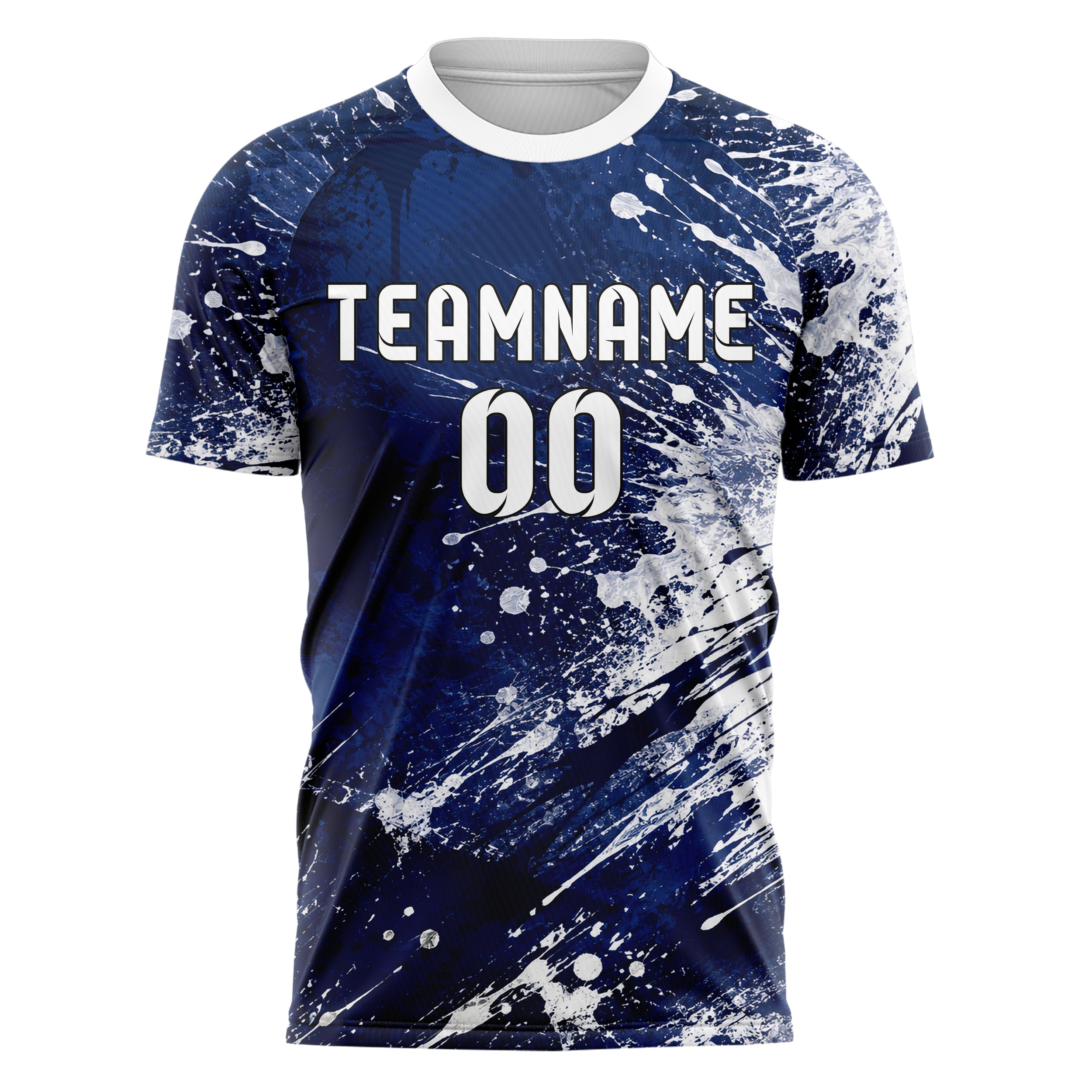 Marineblau klassisches Graffiti Ink Splash Design 03-0253 individuelles Fußballtrikot front