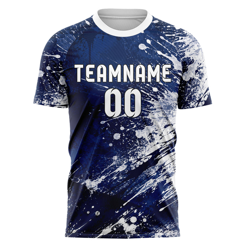 Marineblau klassisches Graffiti Ink Splash Design 03-0253 individuelles Fußballtrikot front