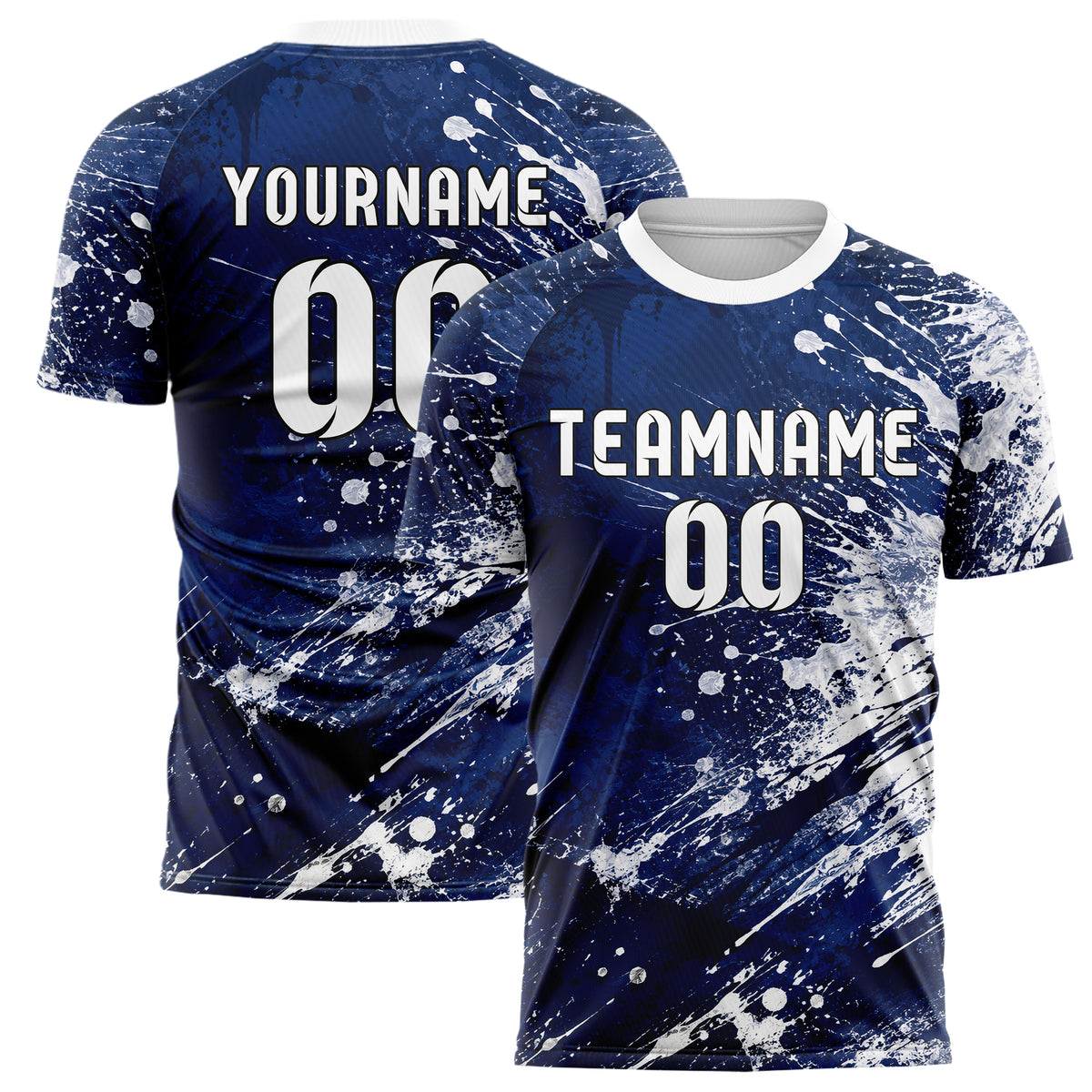 Marineblau klassisches Graffiti Ink Splash Design 03-0253 individuelles Fußballtrikot main