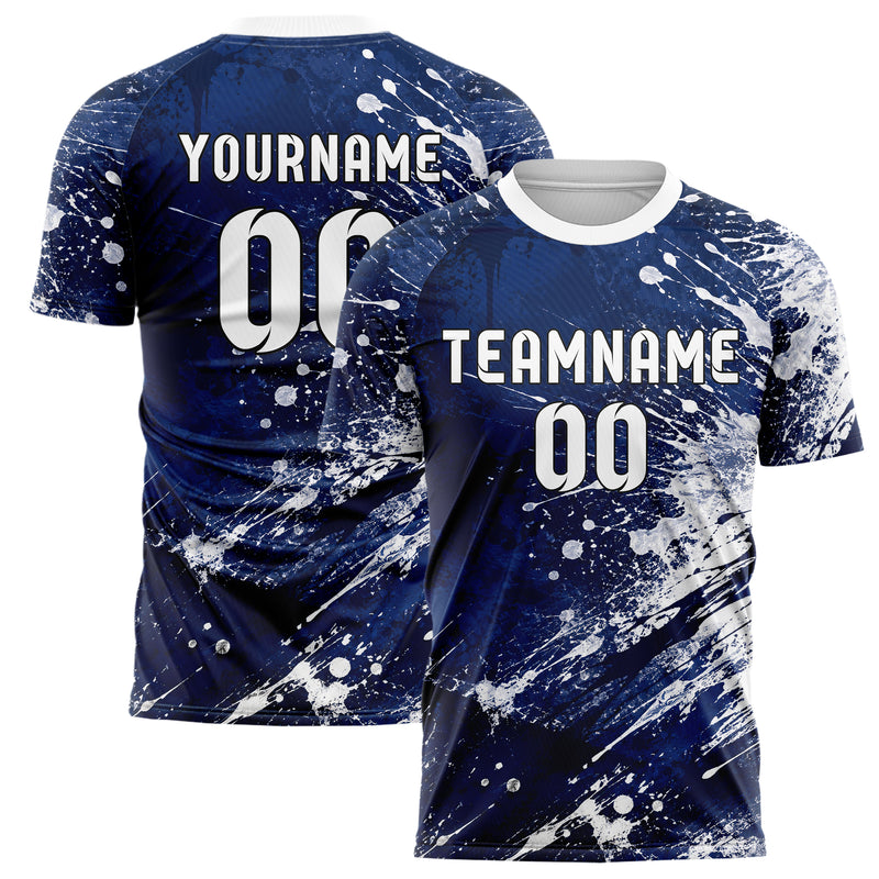 Marineblau klassisches Graffiti Ink Splash Design 03-0253 individuelles Fußballtrikot main