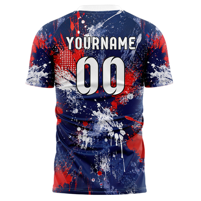 Marineblau klassisches Graffiti Ink Splash Design 03-0389 individuelles Fußballtrikot back