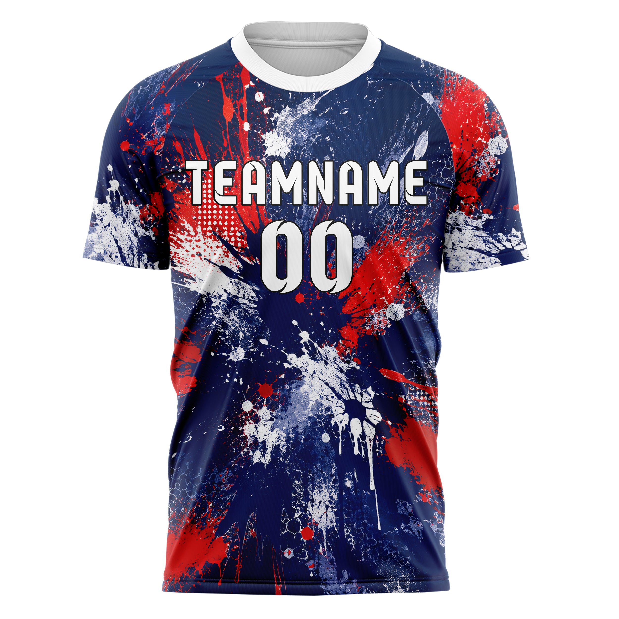 Marineblau klassisches Graffiti Ink Splash Design 03-0389 individuelles Fußballtrikot front