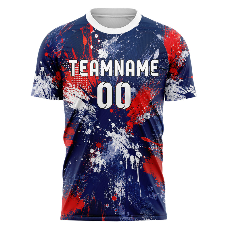 Marineblau klassisches Graffiti Ink Splash Design 03-0389 individuelles Fußballtrikot front