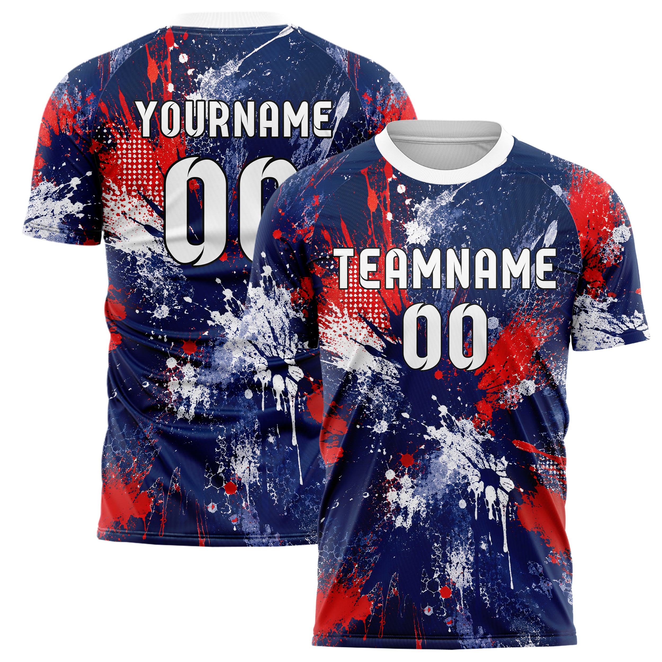 Marineblau klassisches Graffiti Ink Splash Design 03-0389 individuelles Fußballtrikot main