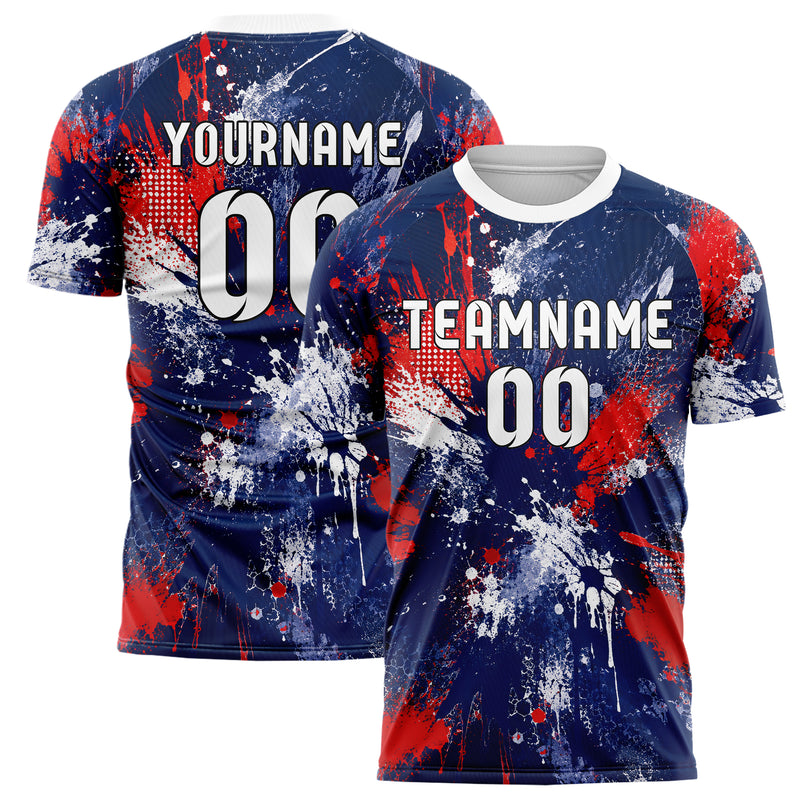 Marineblau klassisches Graffiti Ink Splash Design 03-0389 individuelles Fußballtrikot main