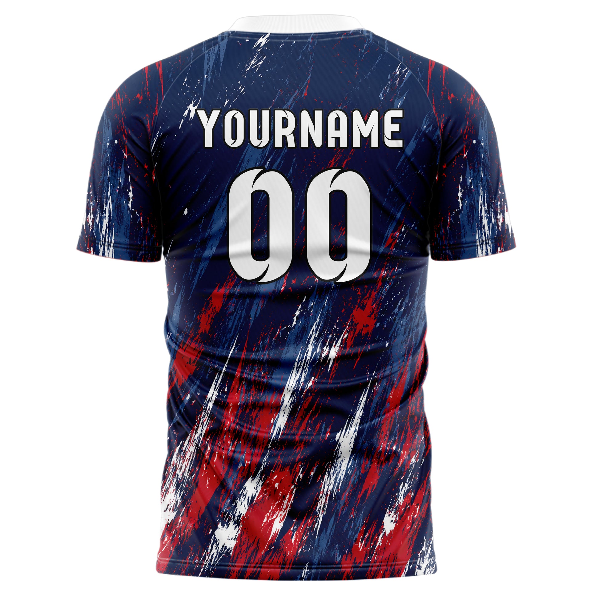Marineblau klassisches Graffiti Scratch Marks Design 03-0014 individuelles Fußballtrikot back