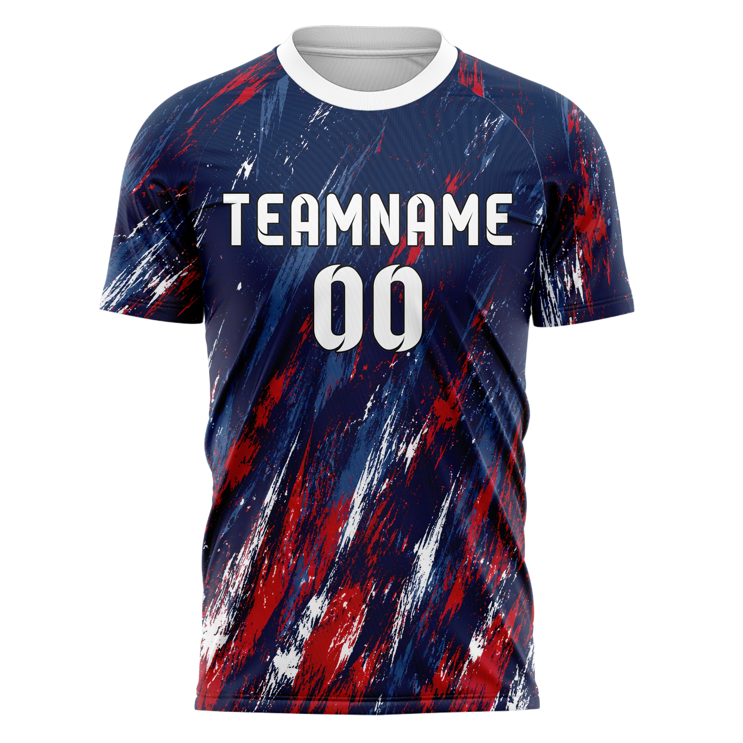 Marineblau klassisches Graffiti Scratch Marks Design 03-0014 individuelles Fußballtrikot front