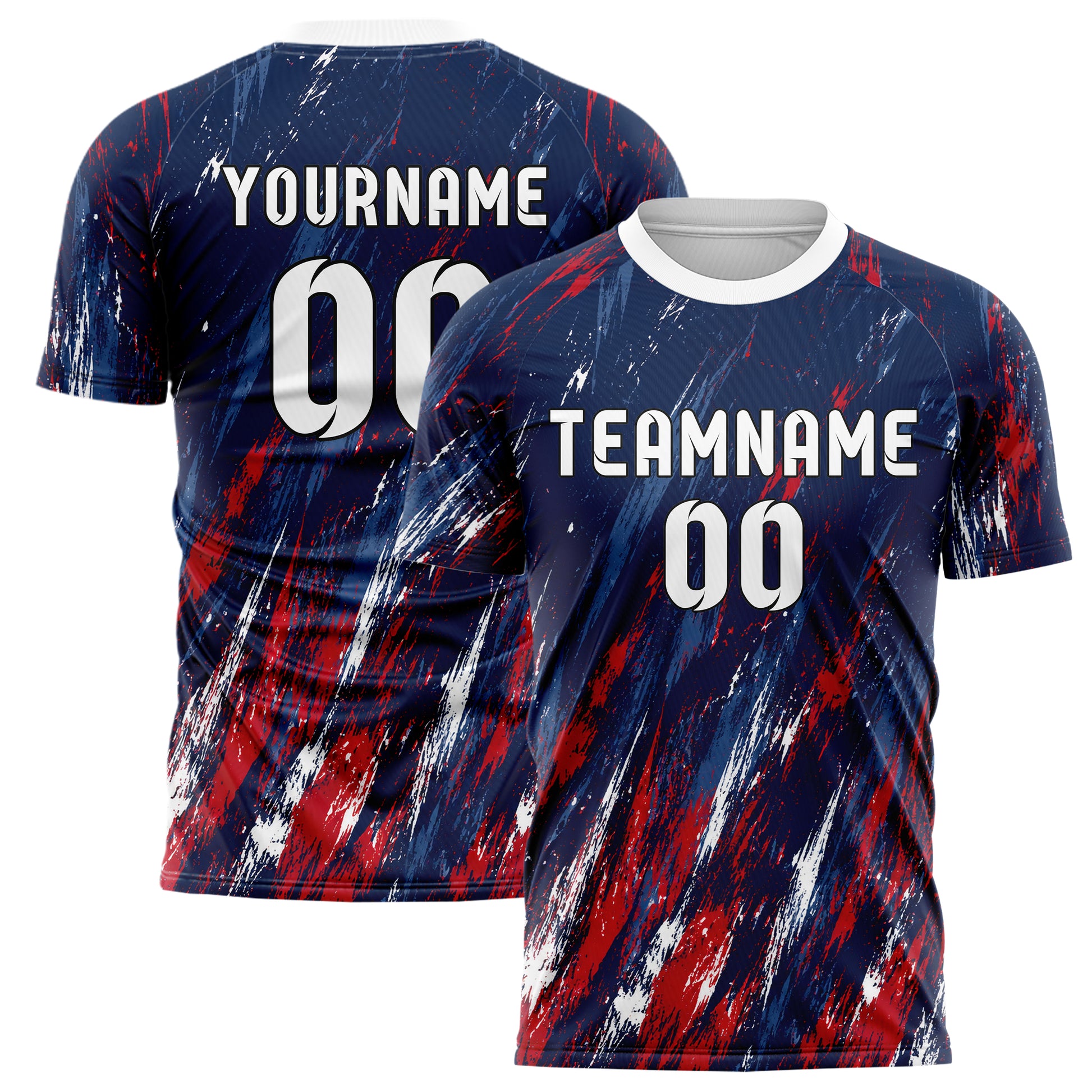 Marineblau klassisches Graffiti Scratch Marks Design 03-0014 individuelles Fußballtrikot main