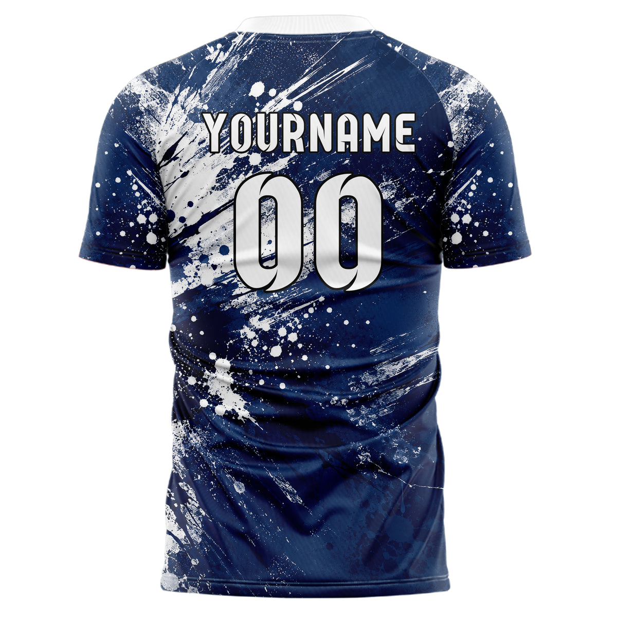 Marineblau klassisches Graffiti Spray Splatter Design 03-0280 individuelles Fußballtrikot back