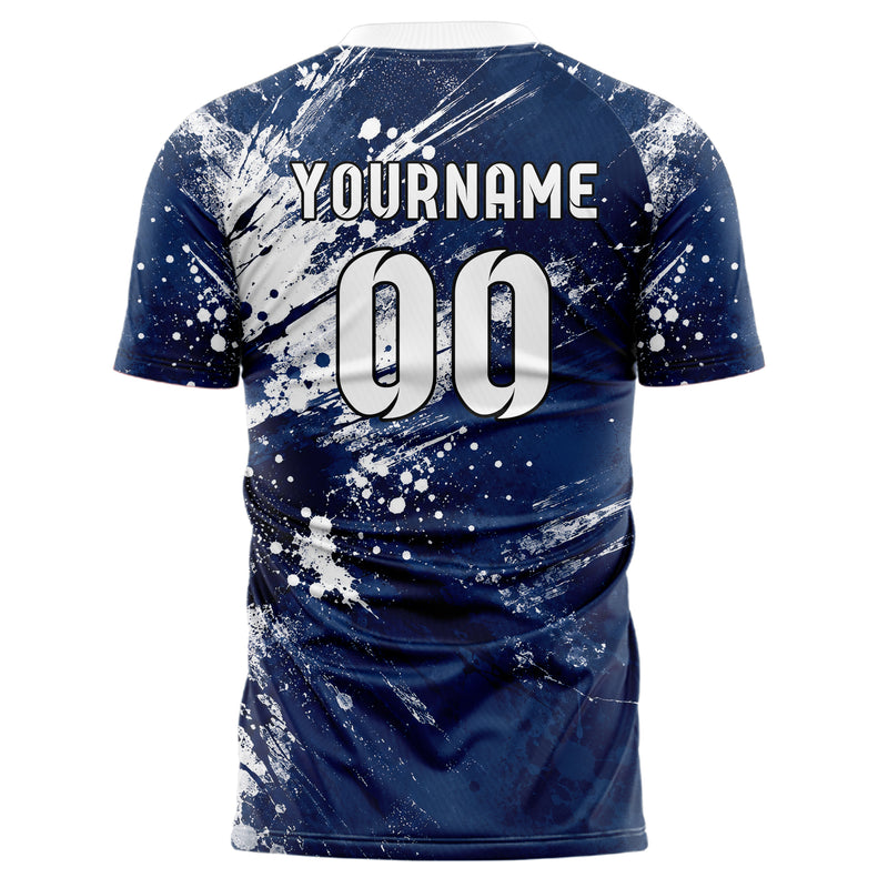 Marineblau klassisches Graffiti Spray Splatter Design 03-0280 individuelles Fußballtrikot back