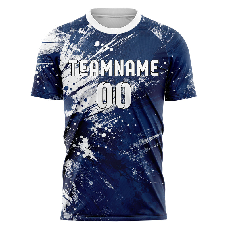 Marineblau klassisches Graffiti Spray Splatter Design 03-0280 individuelles Fußballtrikot front