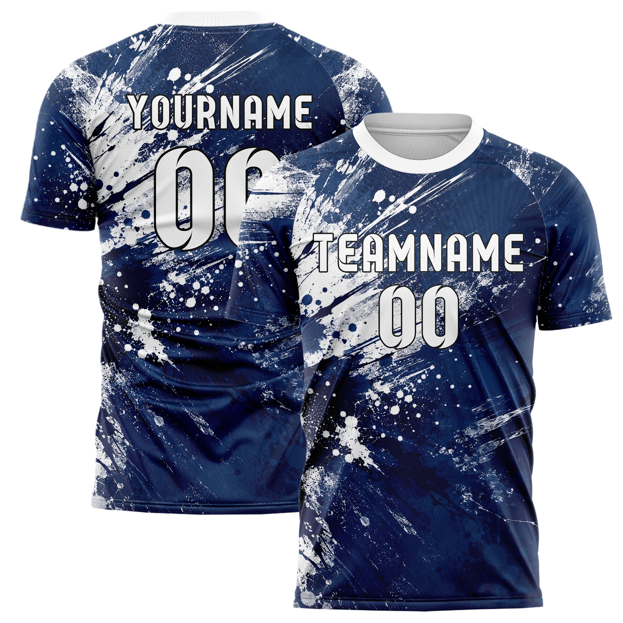 Marineblau klassisches Graffiti Spray Splatter Design 03-0280 individuelles Fußballtrikot main