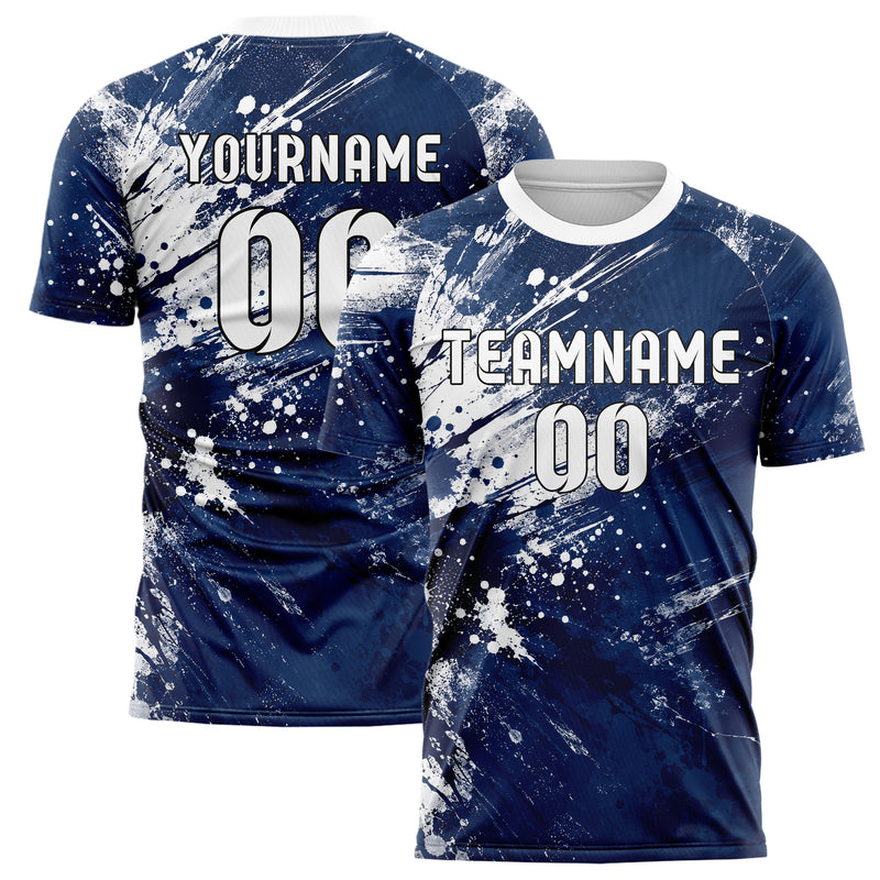Marineblau klassisches Graffiti Spray Splatter Design 03-0280 individuelles Fußballtrikot main
