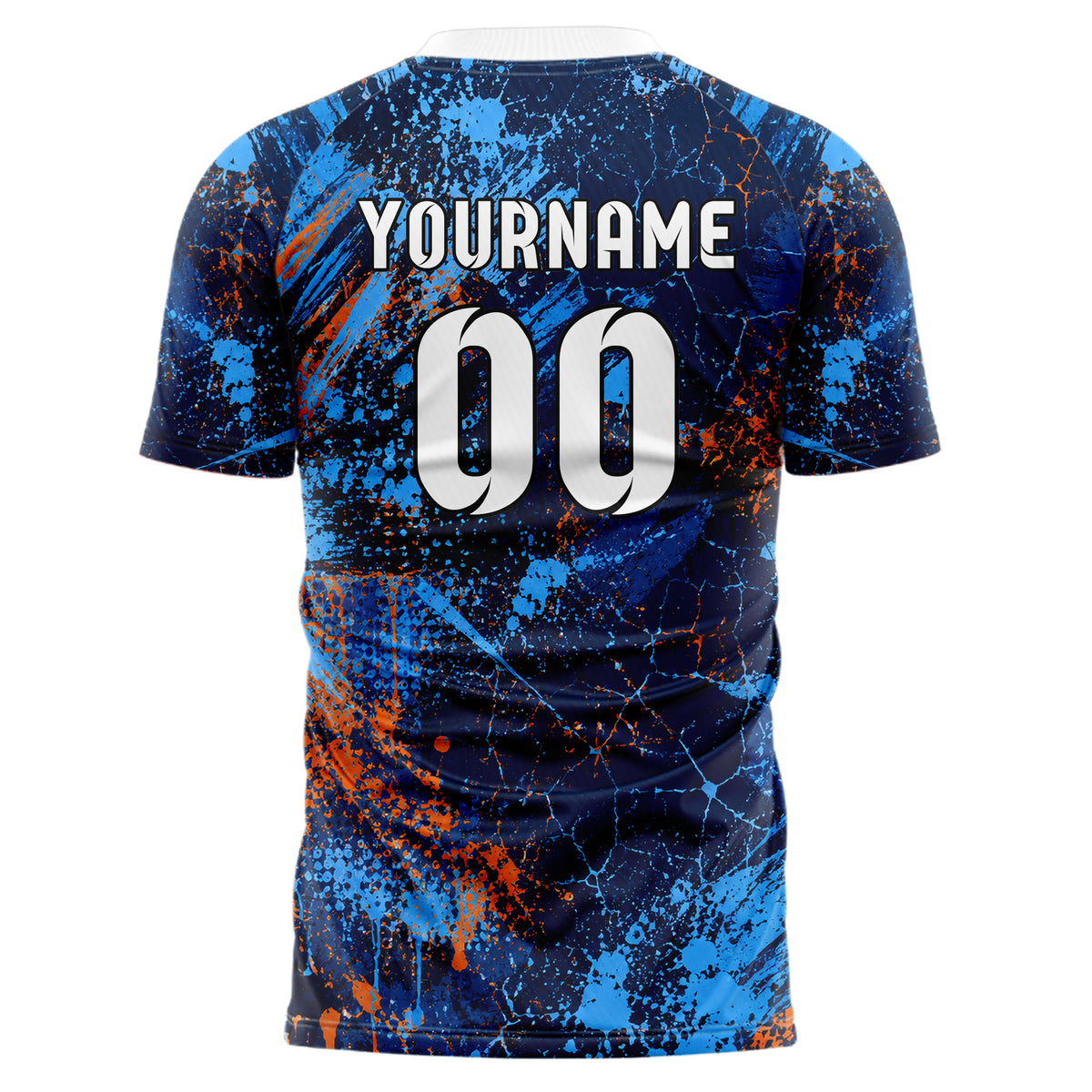 Marineblau lebendiges Graffiti Cracked Texture Design 03-0306 individuelles Fußballtrikot back