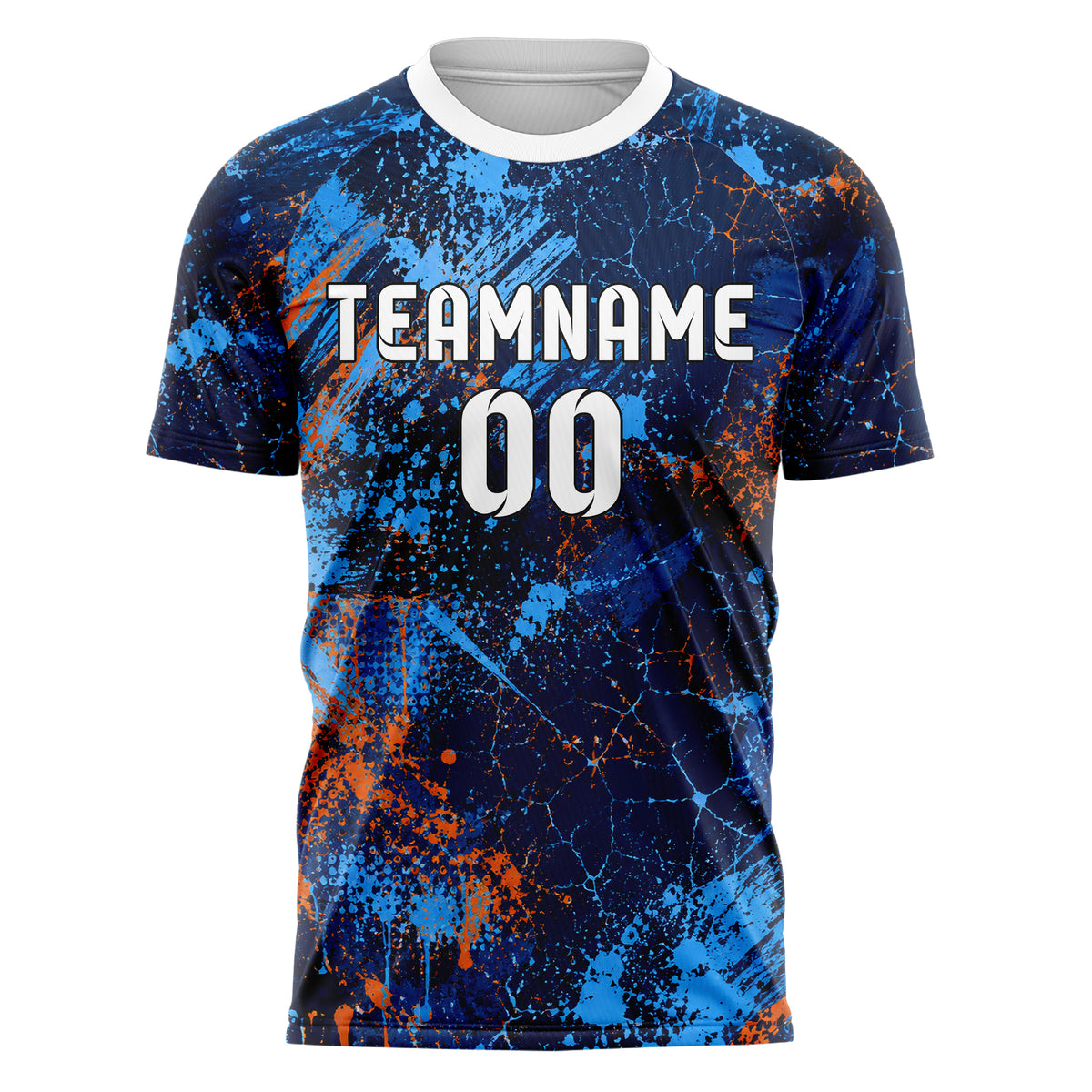 Marineblau lebendiges Graffiti Cracked Texture Design 03-0306 individuelles Fußballtrikot front