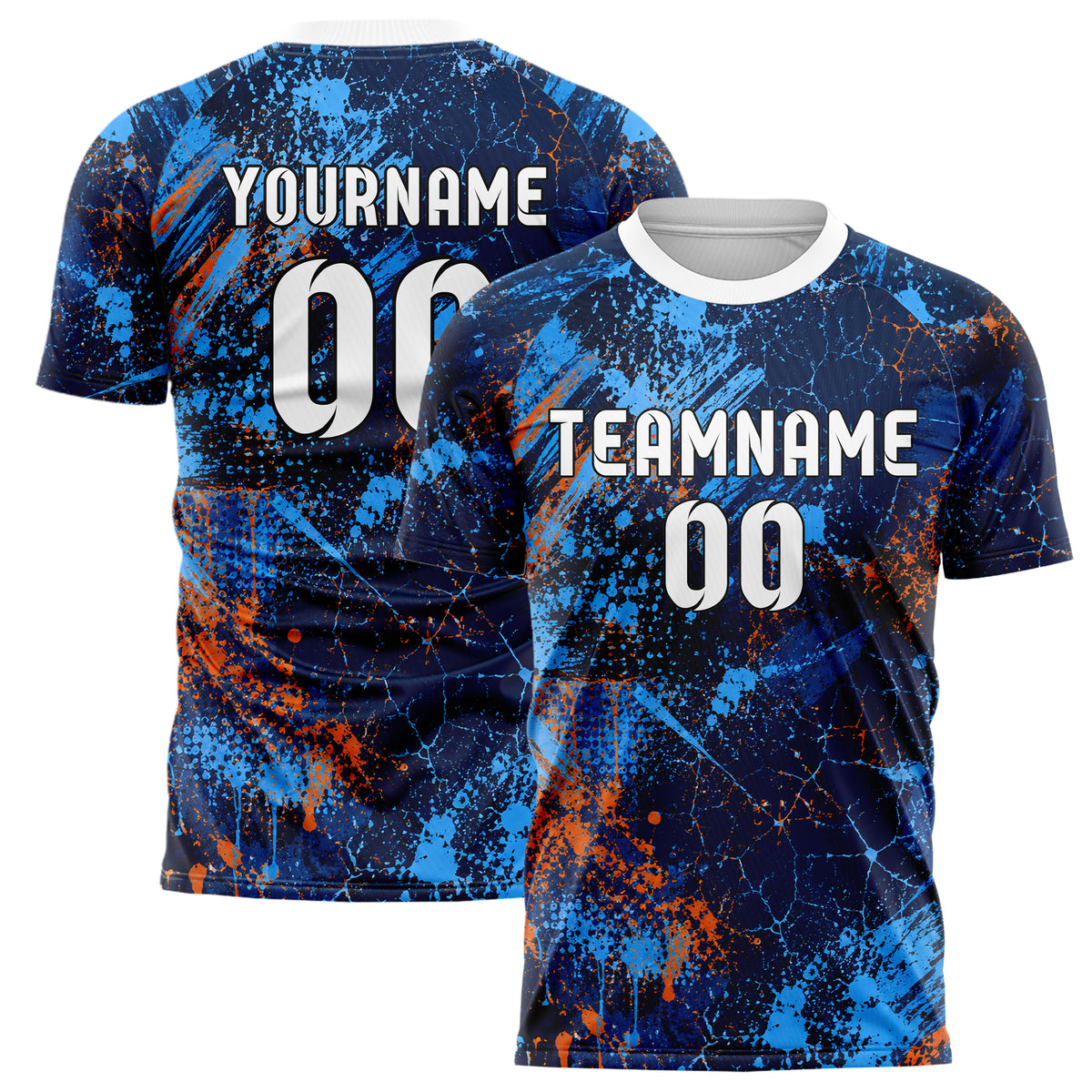Marineblau lebendiges Graffiti Cracked Texture Design 03-0306 individuelles Fußballtrikot main