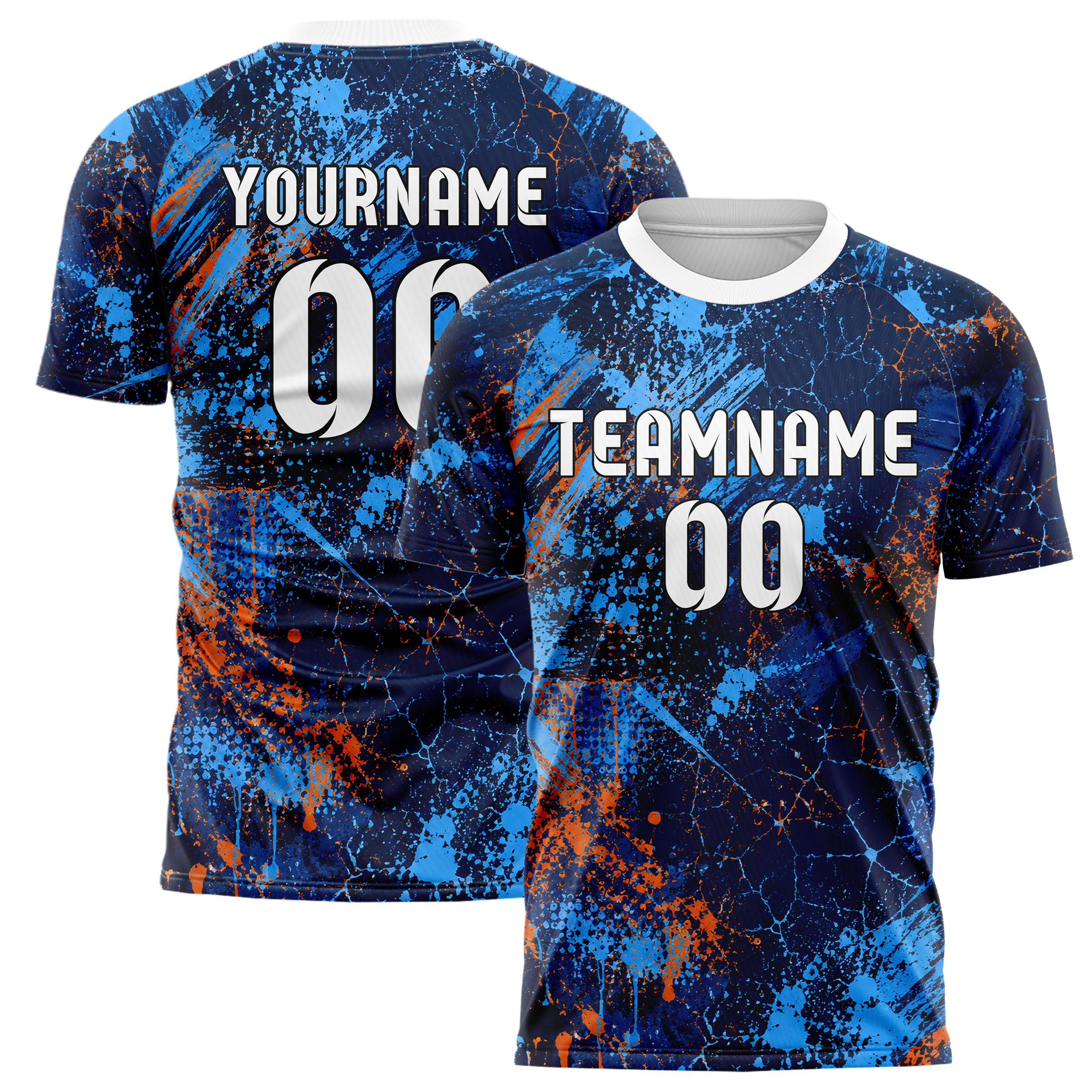 Marineblau lebendiges Graffiti Cracked Texture Design 03-0306 individuelles Fußballtrikot main