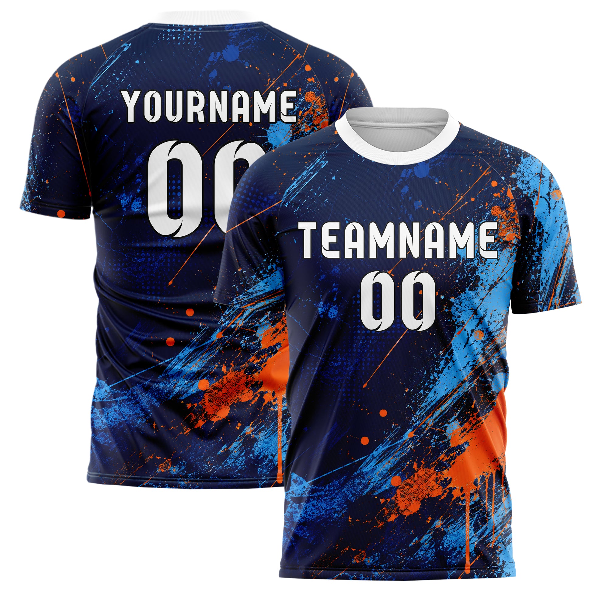 Marineblau lebendiges Graffiti diagonal Paint Flow Design 03-0027 individuelles Fußballtrikot main