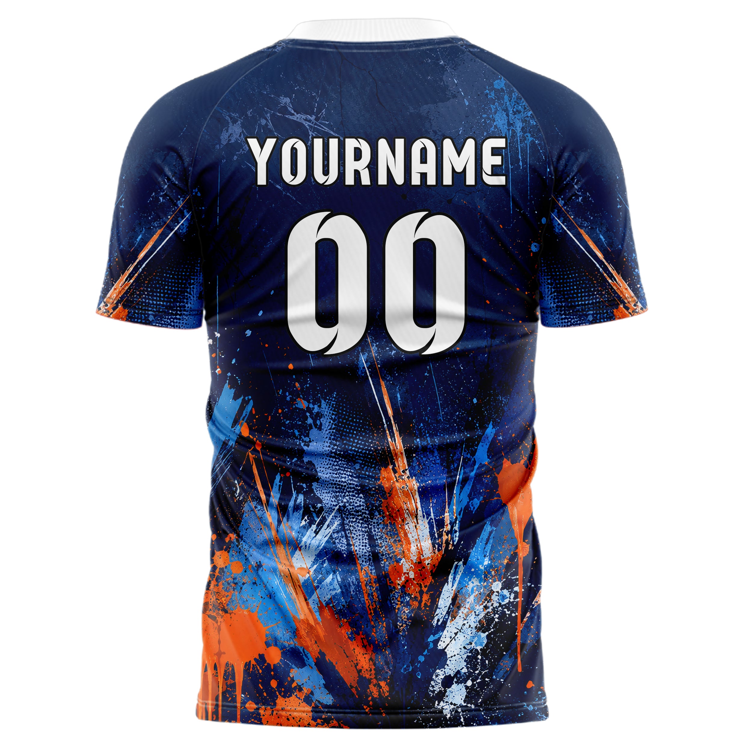 Marineblau lebendiges Graffiti Grunge Smear Design 03-0057 individuelles Fußballtrikot back