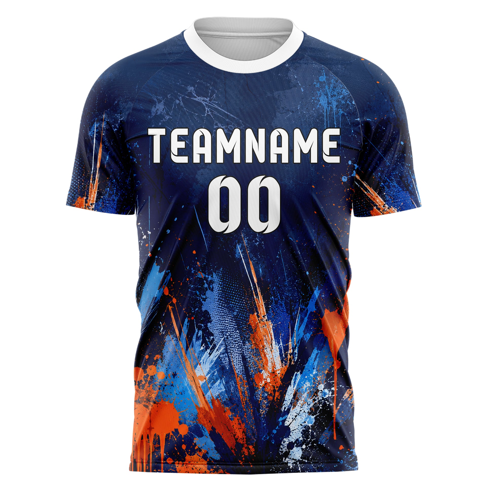Marineblau lebendiges Graffiti Grunge Smear Design 03-0057 individuelles Fußballtrikot front