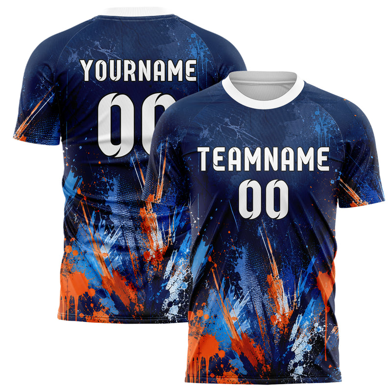 Marineblau lebendiges Graffiti Grunge Smear Design 03-0057 individuelles Fußballtrikot main