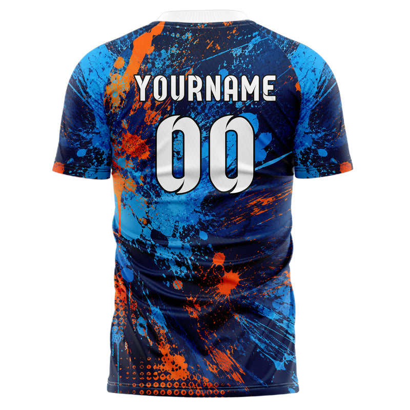 Marineblau lebendiges Graffiti Ink Splash Design 03-0189 individuelles Fußballtrikot back