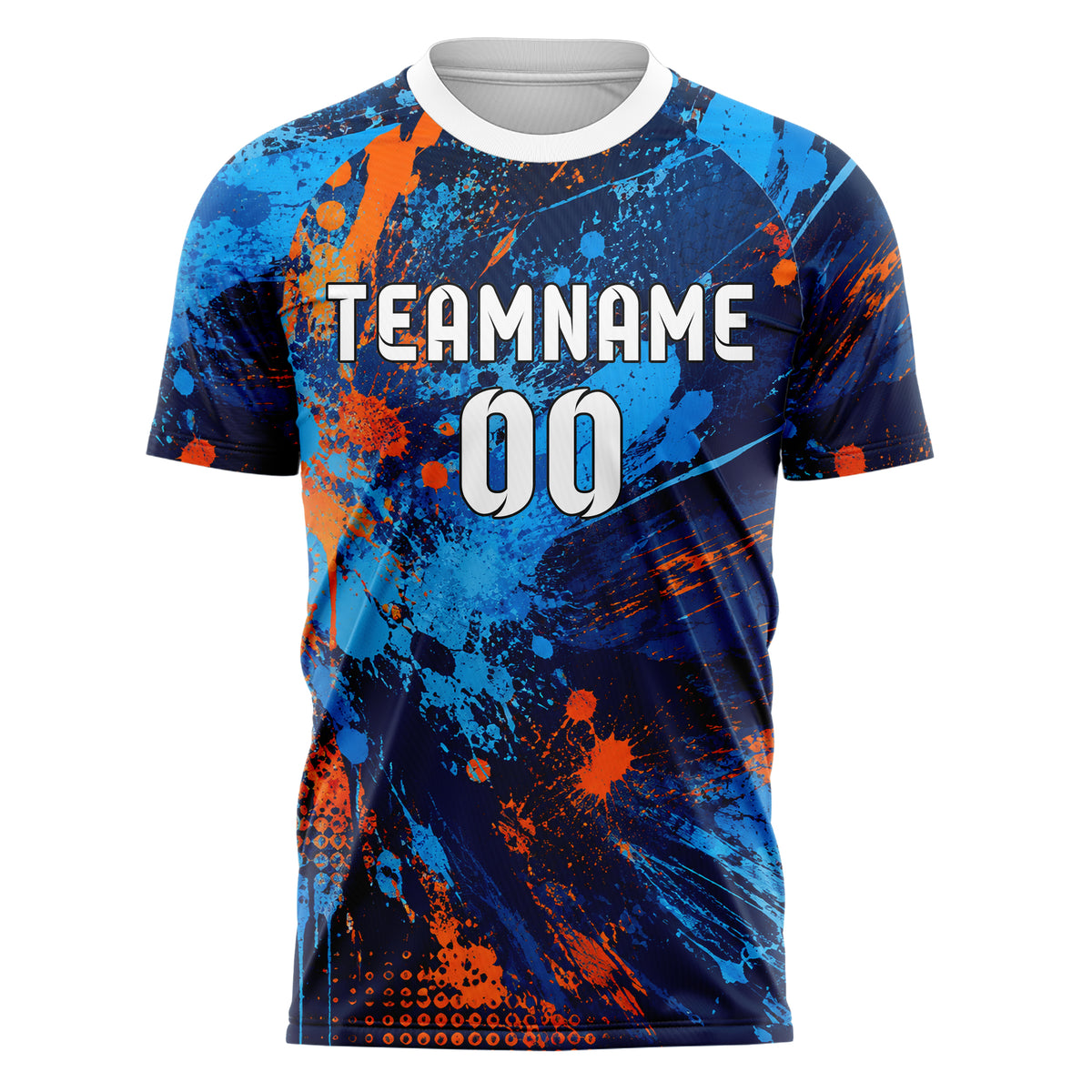 Marineblau lebendiges Graffiti Ink Splash Design 03-0189 individuelles Fußballtrikot front