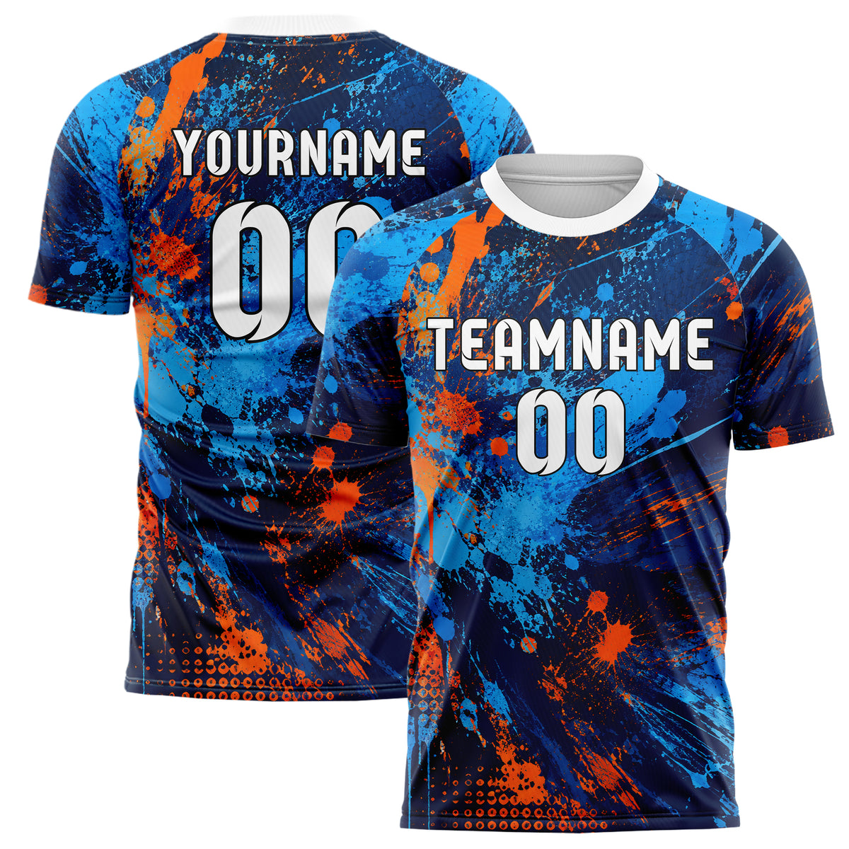 Marineblau lebendiges Graffiti Ink Splash Design 03-0189 individuelles Fußballtrikot main