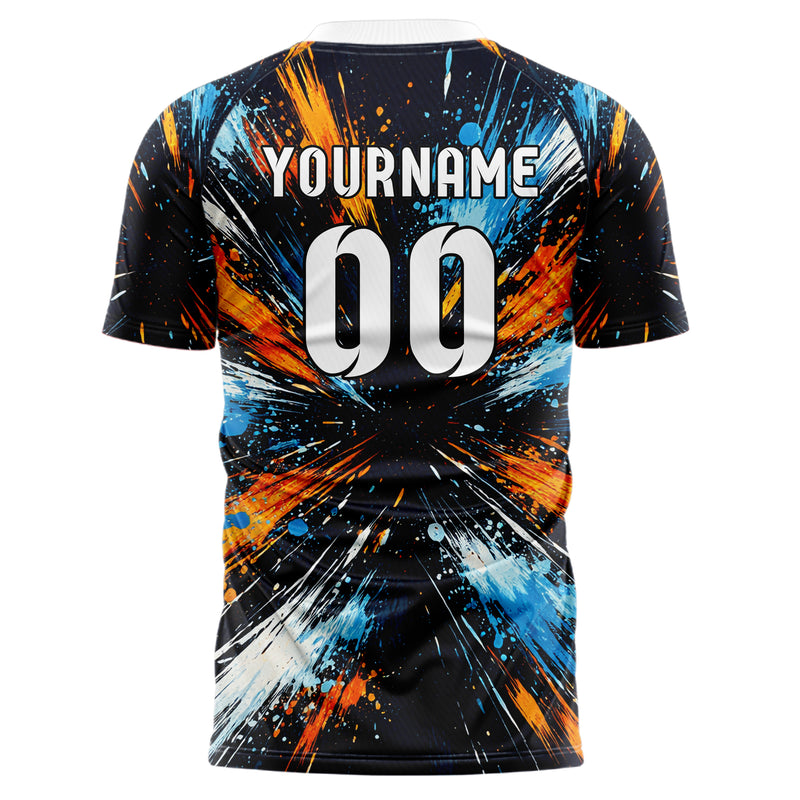 Marineblau lebendiges Graffiti Scratch Marks Design 03-0390 individuelles Fußballtrikot back