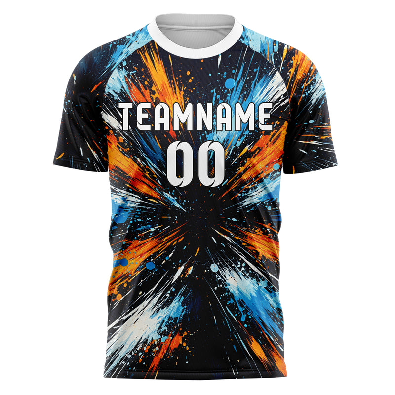 Marineblau lebendiges Graffiti Scratch Marks Design 03-0390 individuelles Fußballtrikot front