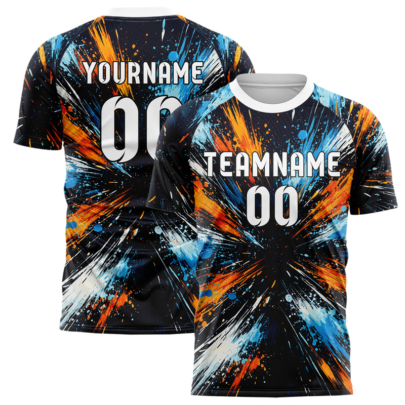 Marineblau lebendiges Graffiti Scratch Marks Design 03-0390 individuelles Fußballtrikot main