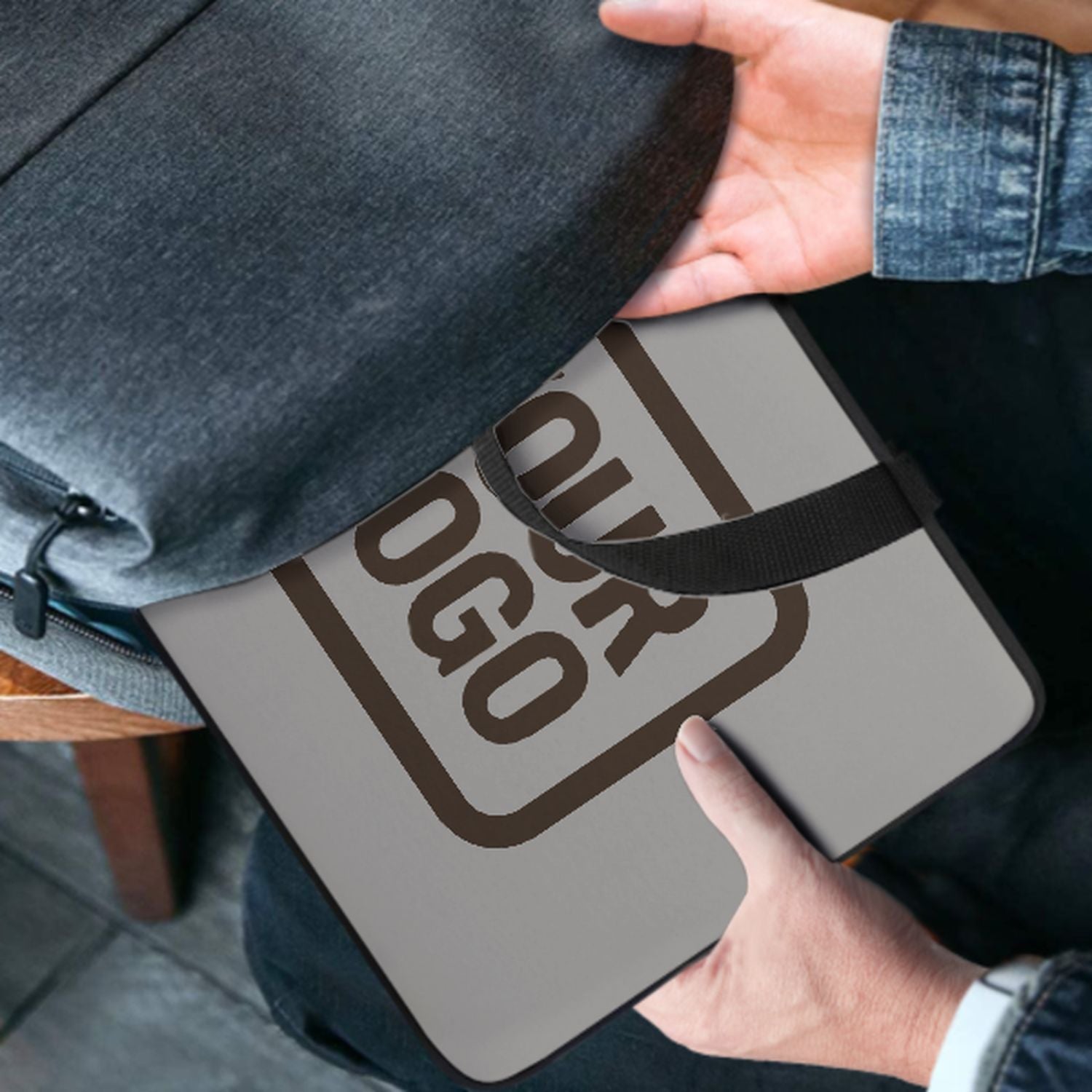 Maßgeschneidertes Grau Brown Laptop Tasche