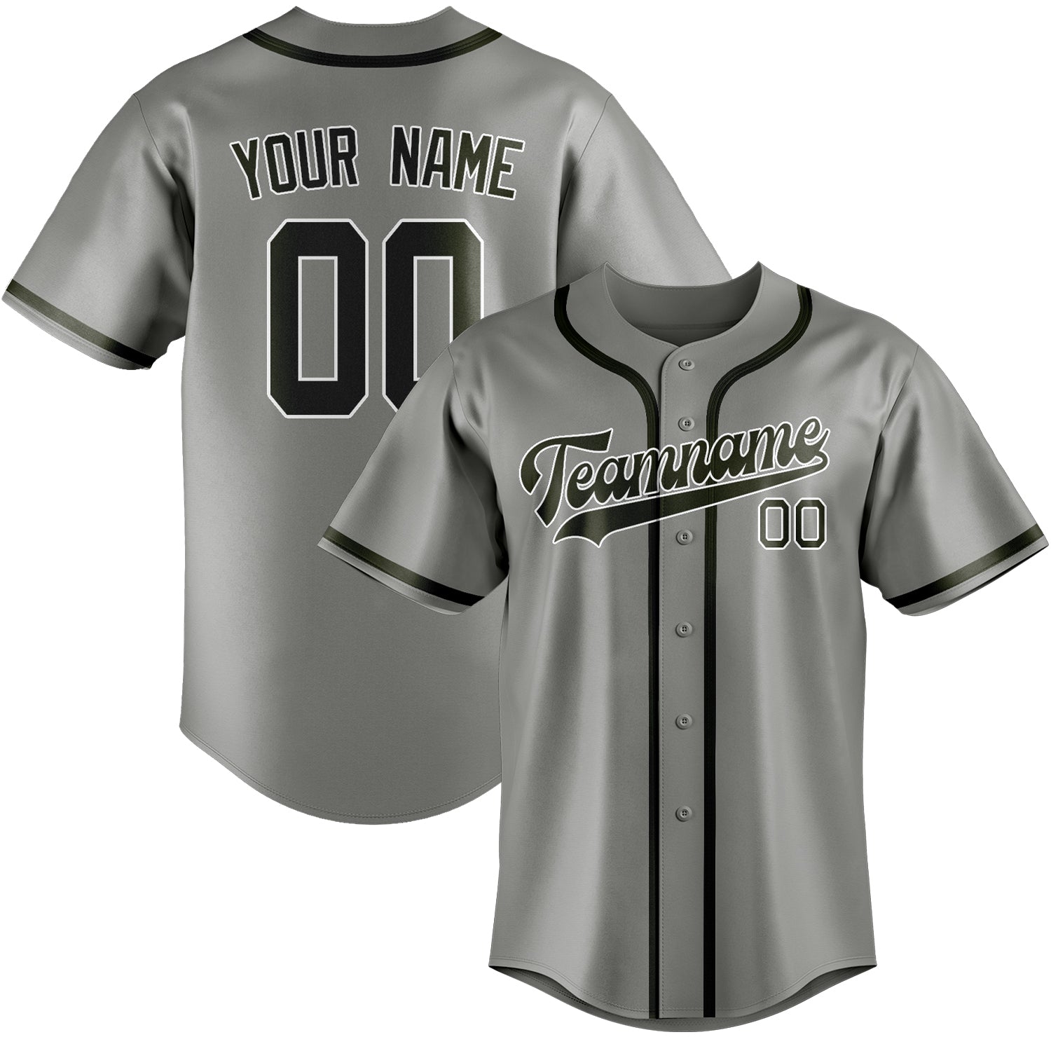 Benutzerdefiniertes Professionelles Grau Dunkles Oliv Baseballtrikot